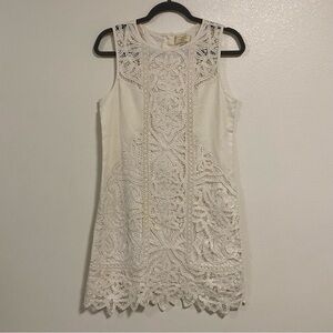 Moulinette Soeurs Anthropologie Lace Garden Shift Dress Ivory Cream Size 2